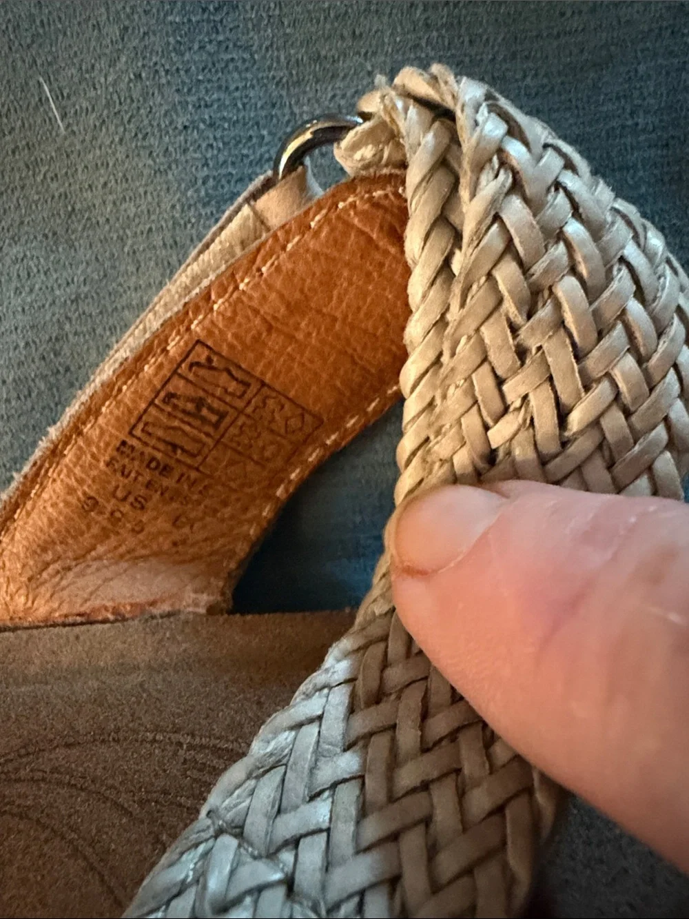 Taos Footwear Beige Braided Leather Slide Sandals